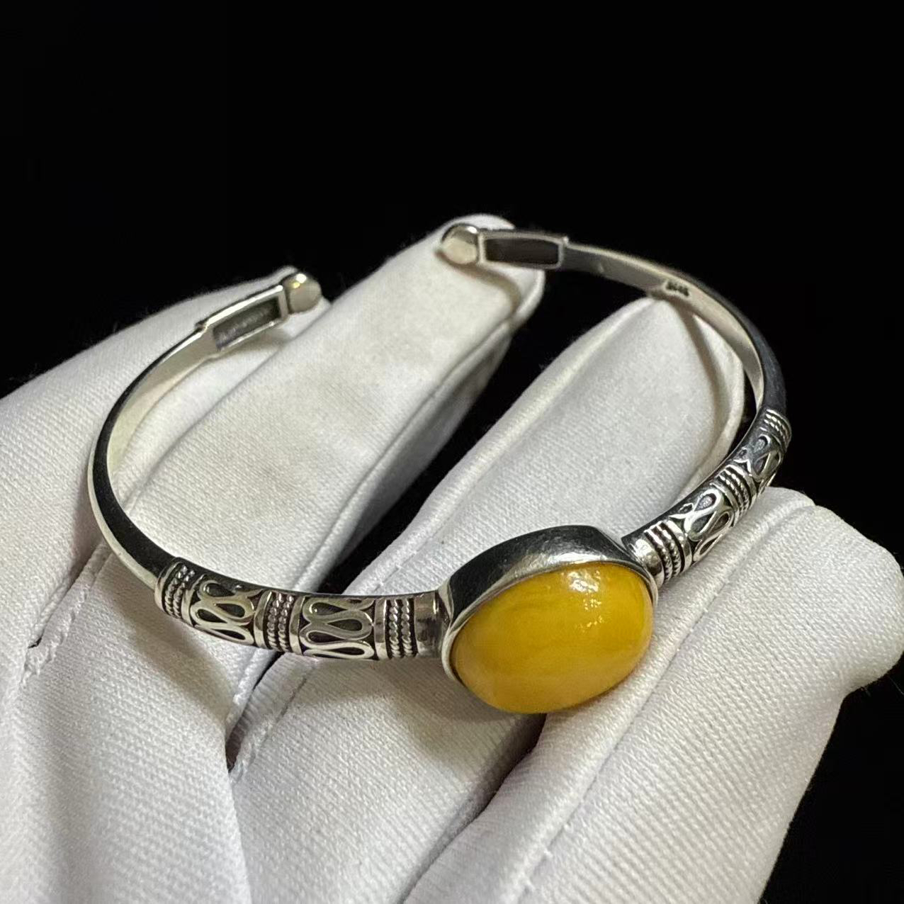 925银树脂手镯 天然正品手镯