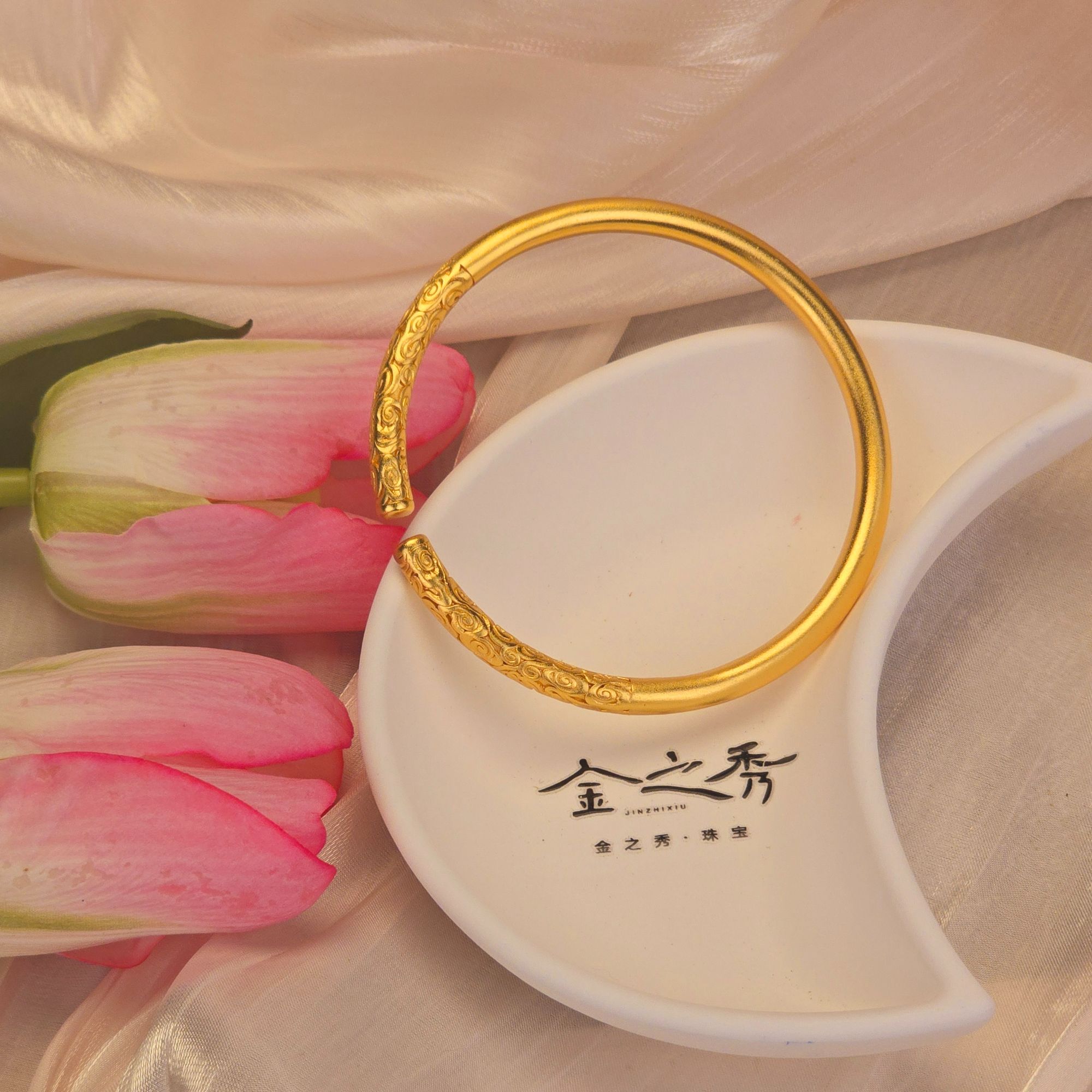 合金手镯 【紧箍咒开口】实心时尚磨砂素款古法七夕送礼物