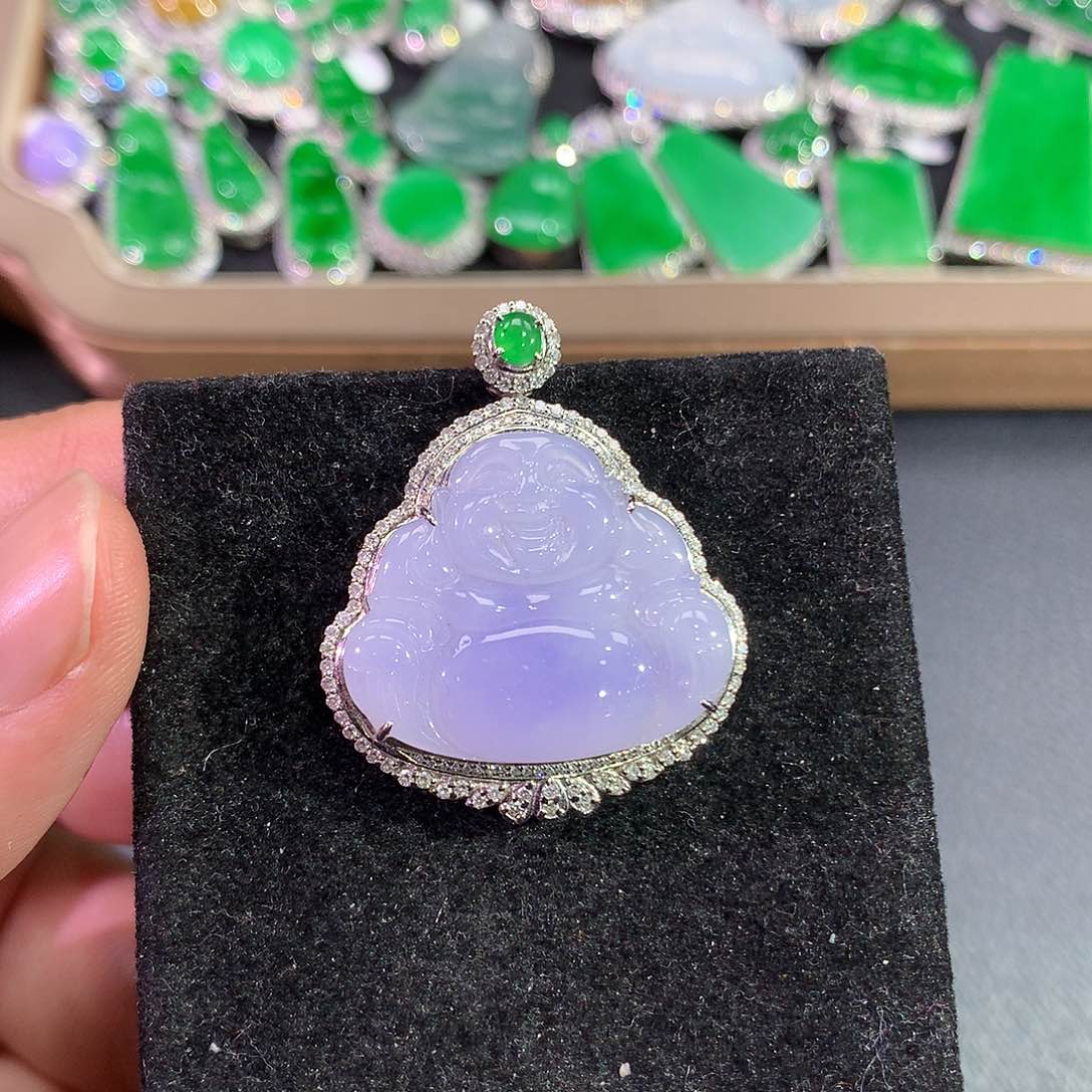 翡翠吊坠(赠链)18K金镶嵌