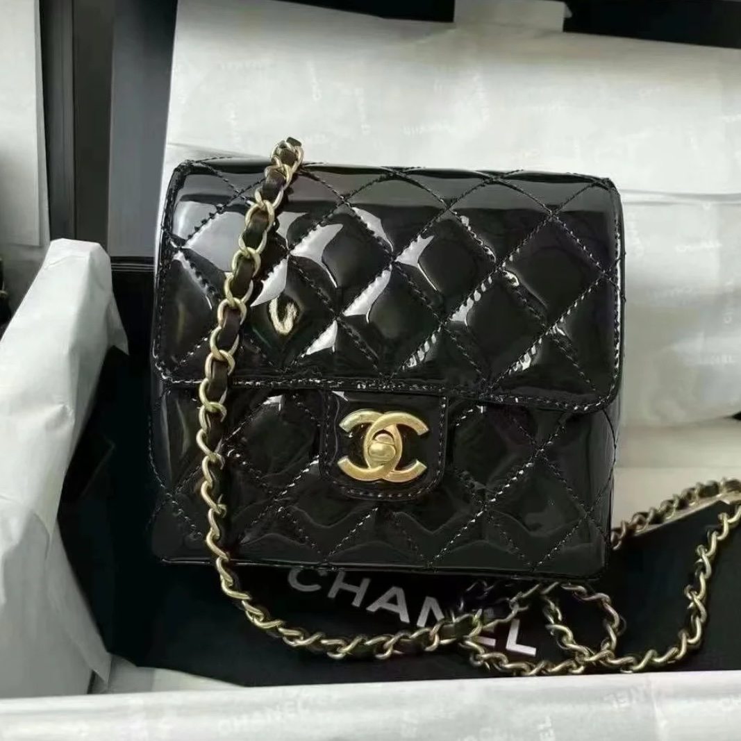 95新 Chanel/香奈儿 98新 奢总管/22k 漆皮方胖子包/芯片