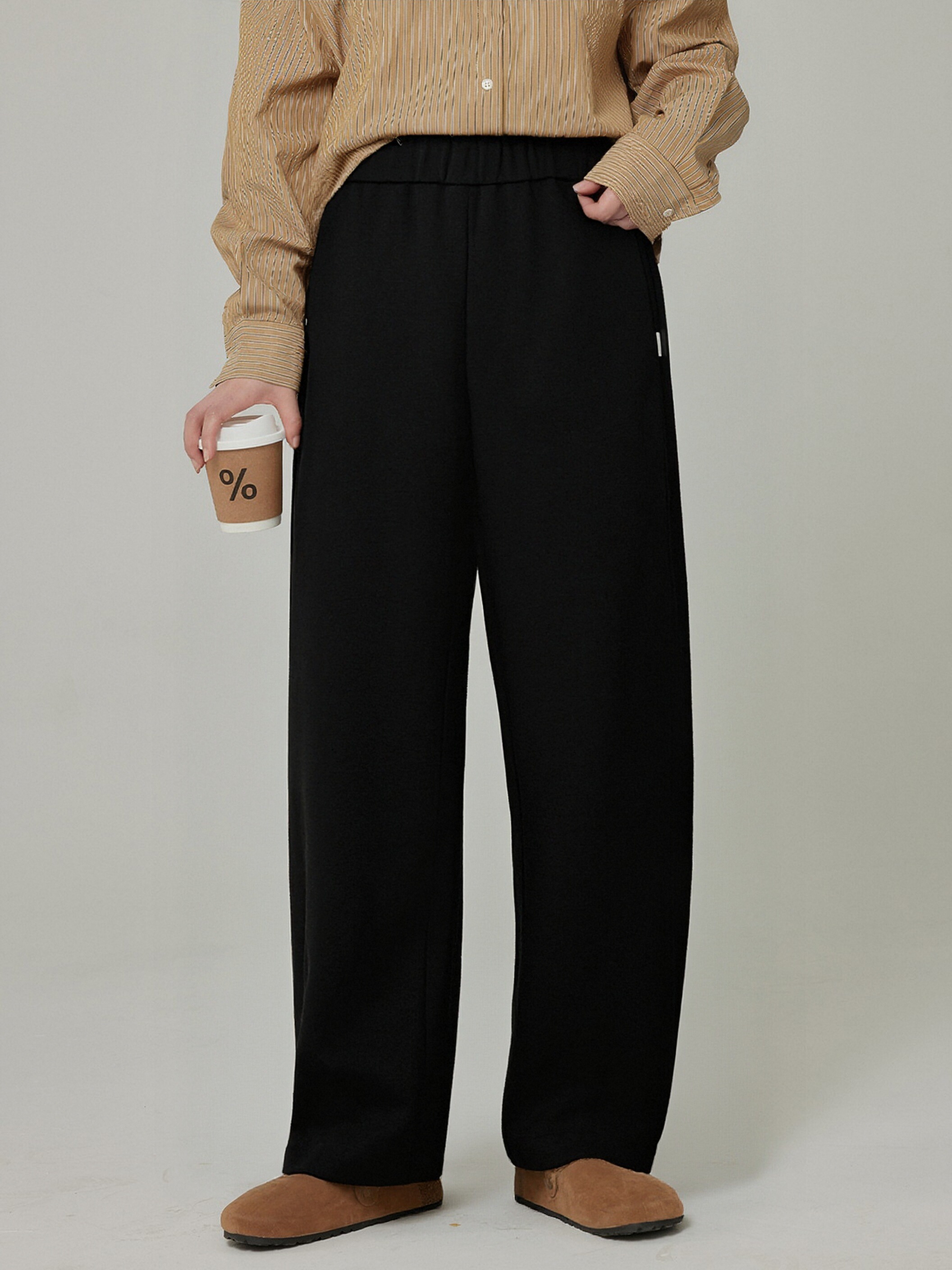 大码女装松紧腰休闲裤女直筒裤2025秋款胖mm香蕉裤百搭裤子