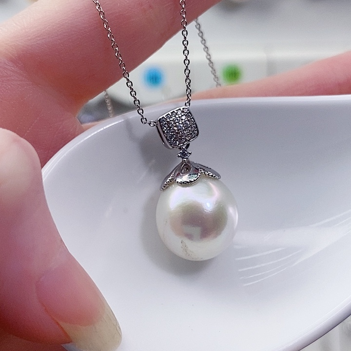 淡水珍珠颈饰银S925镶嵌12+A