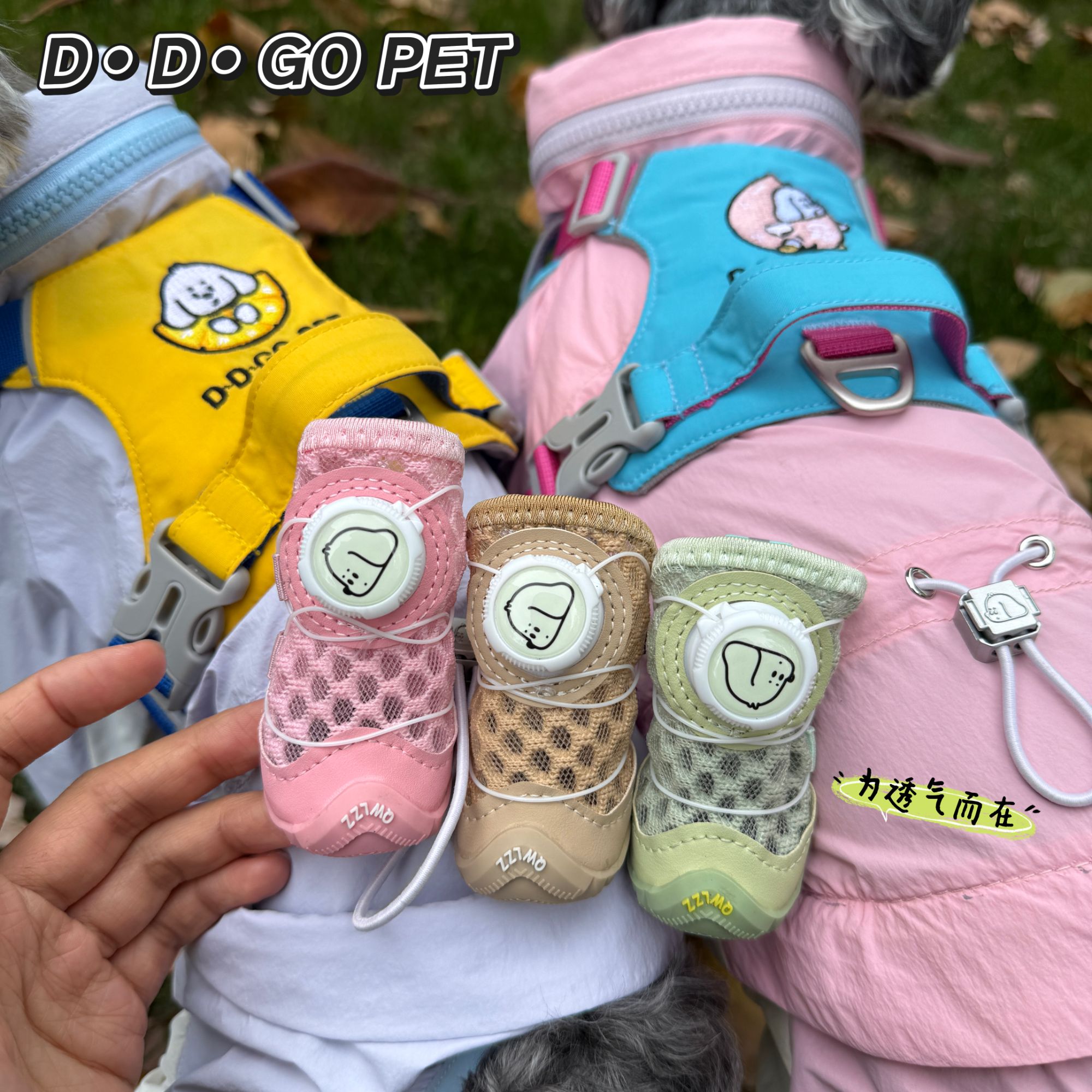 【夏季出行】2026新色雪纳瑞比熊泰迪柴犬西高地美卡旋转扣宠物鞋子