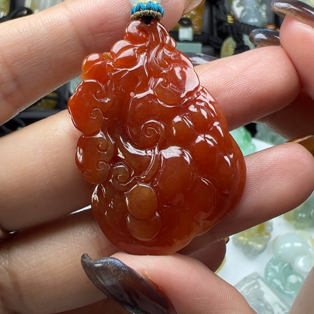 ༊***࿐翡翠未镶嵌颈饰如意