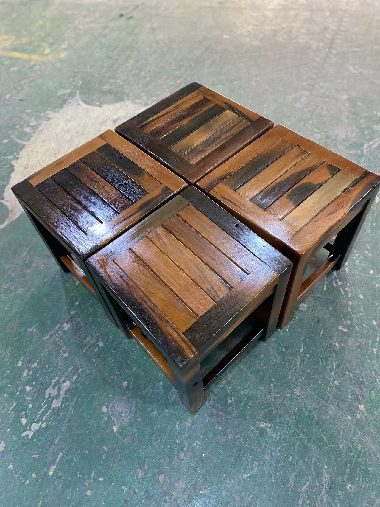 老船木实木方凳矮换鞋客厅成人中式简约家用入户阳台