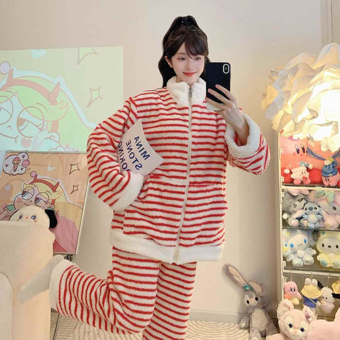 睡衣女士秋冬珊瑚绒加绒胖mm加厚特大码200斤5XL冬季法兰绒家居服