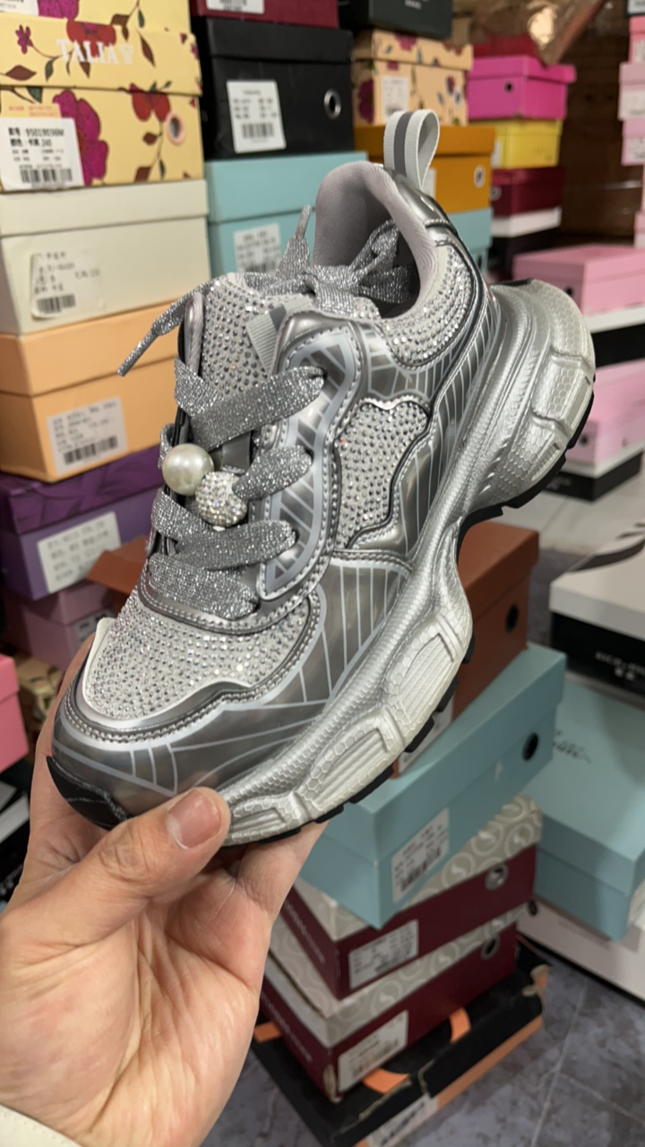 1513水钻老爹鞋银色