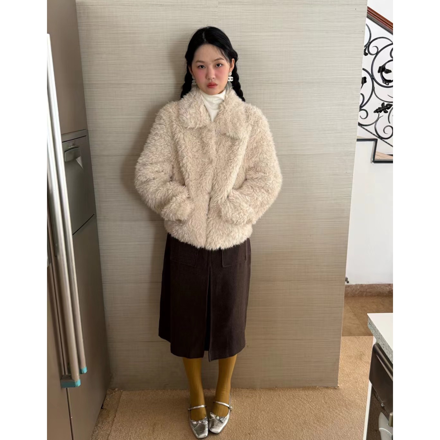 大喜 福（1dx6093#）咩咩软绵绵- 羔羔毛小短款百搭休闲外套 12-9