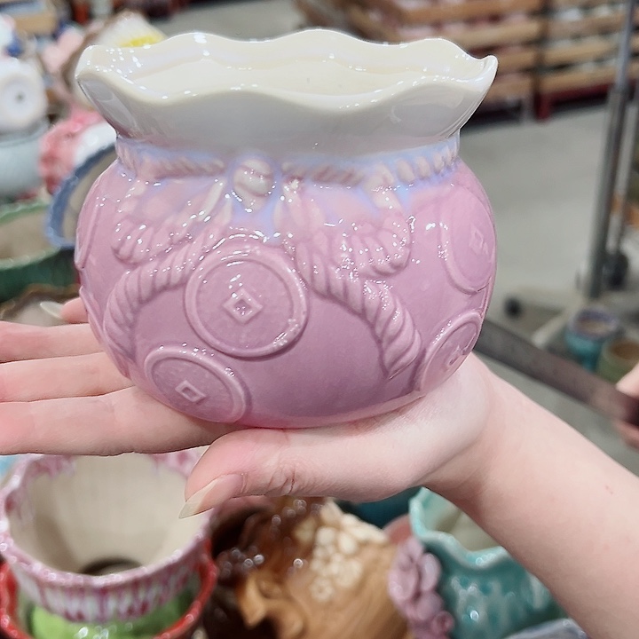 有孔.凑满10元发货多肉陶瓷花盆！