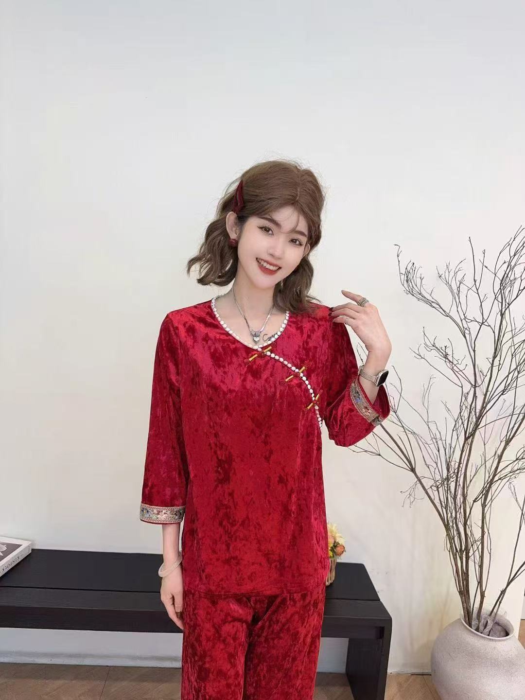 26年中式宫廷风遮肉显瘦家居服大码睡衣套装