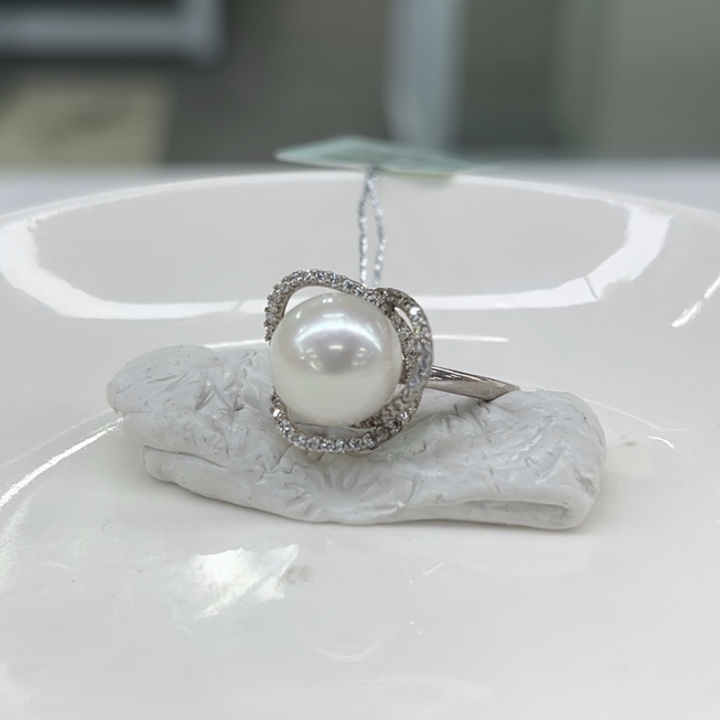 银S925镶嵌戒指海水珍珠10-11m