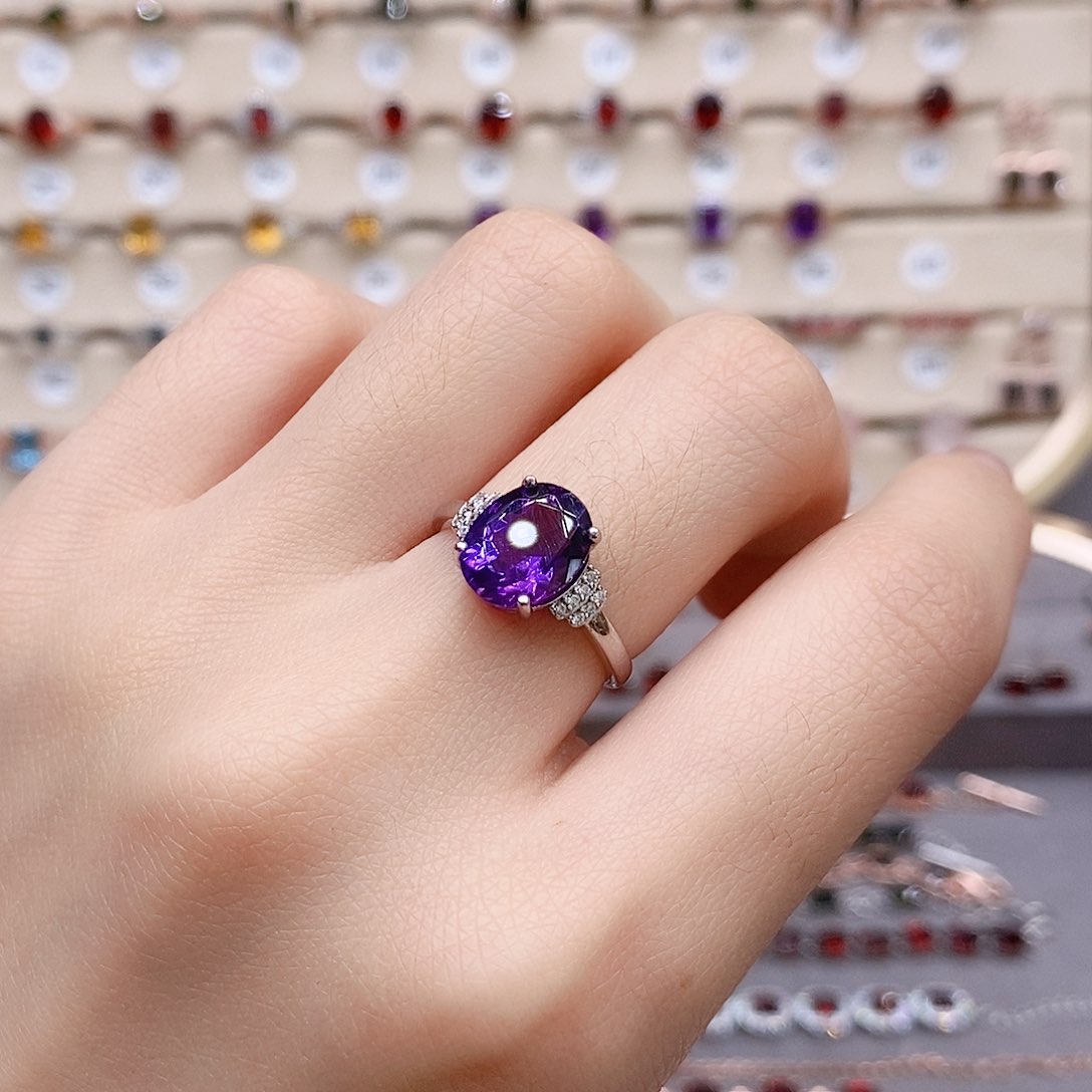 水晶戒指银S925镶嵌戒指