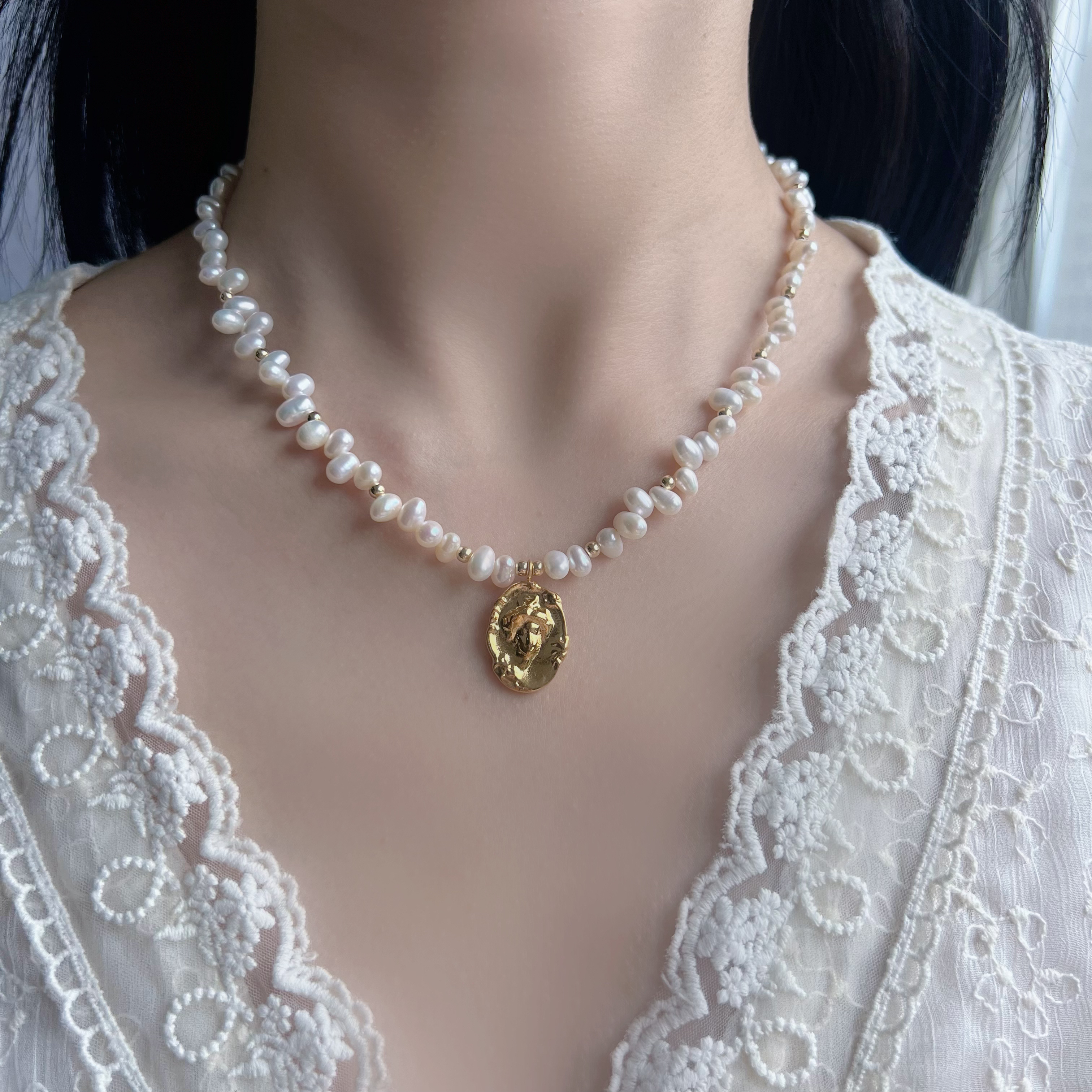 合金项链 【女王】 贝西西手作 法式优雅中古轻奢简约气质吊坠项链