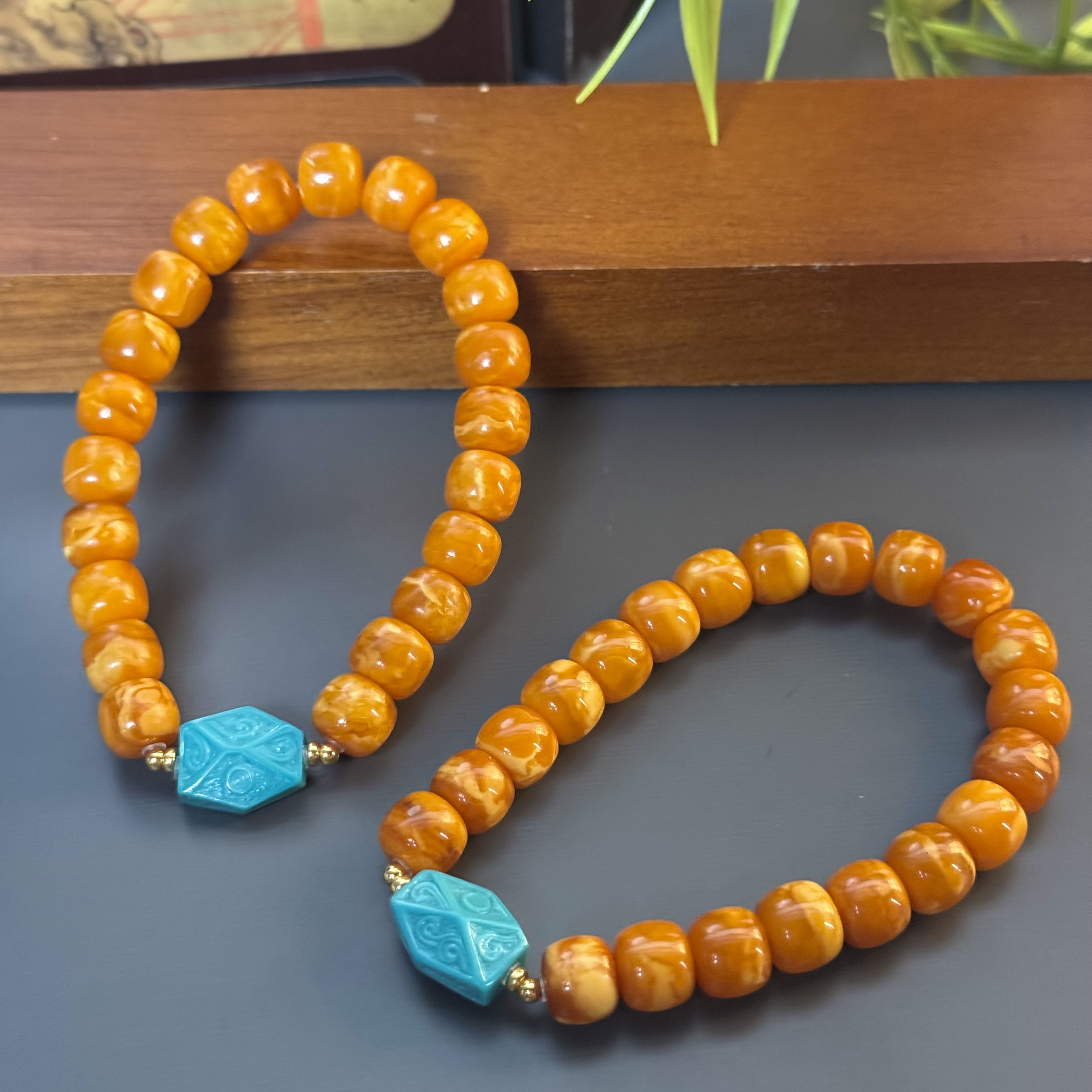 【景旺丽丽专属-古拙】8mm+18*K金妖花蜡老型手串＠多样性只发其一件