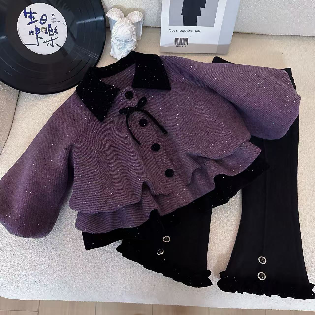 女童小香风套装2025秋冬季新款女宝宝时尚洋气外套裤子套装