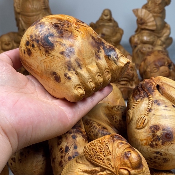 柏木三足知足常乐手工雕