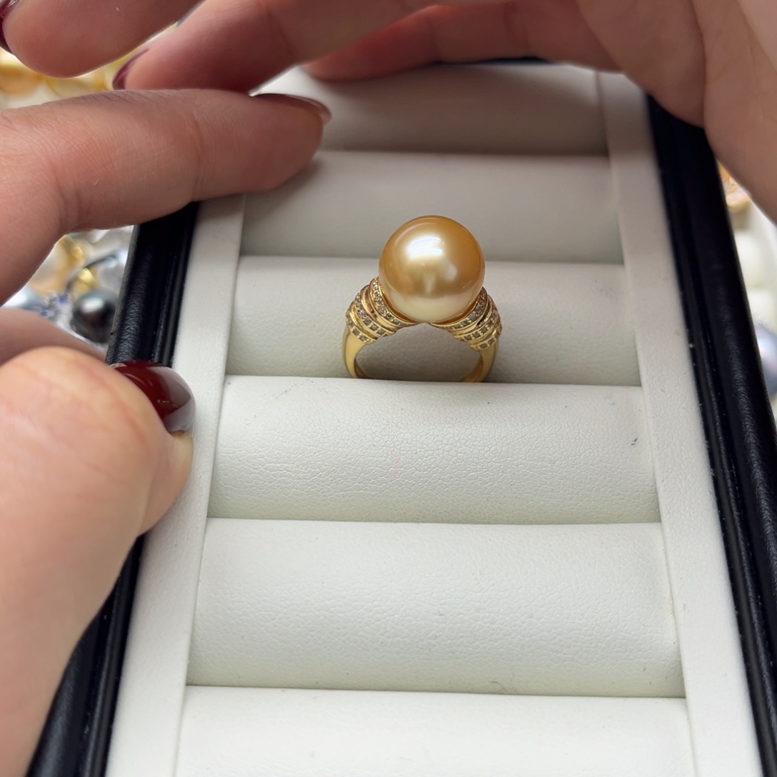 银S925镶嵌海水珍珠戒指