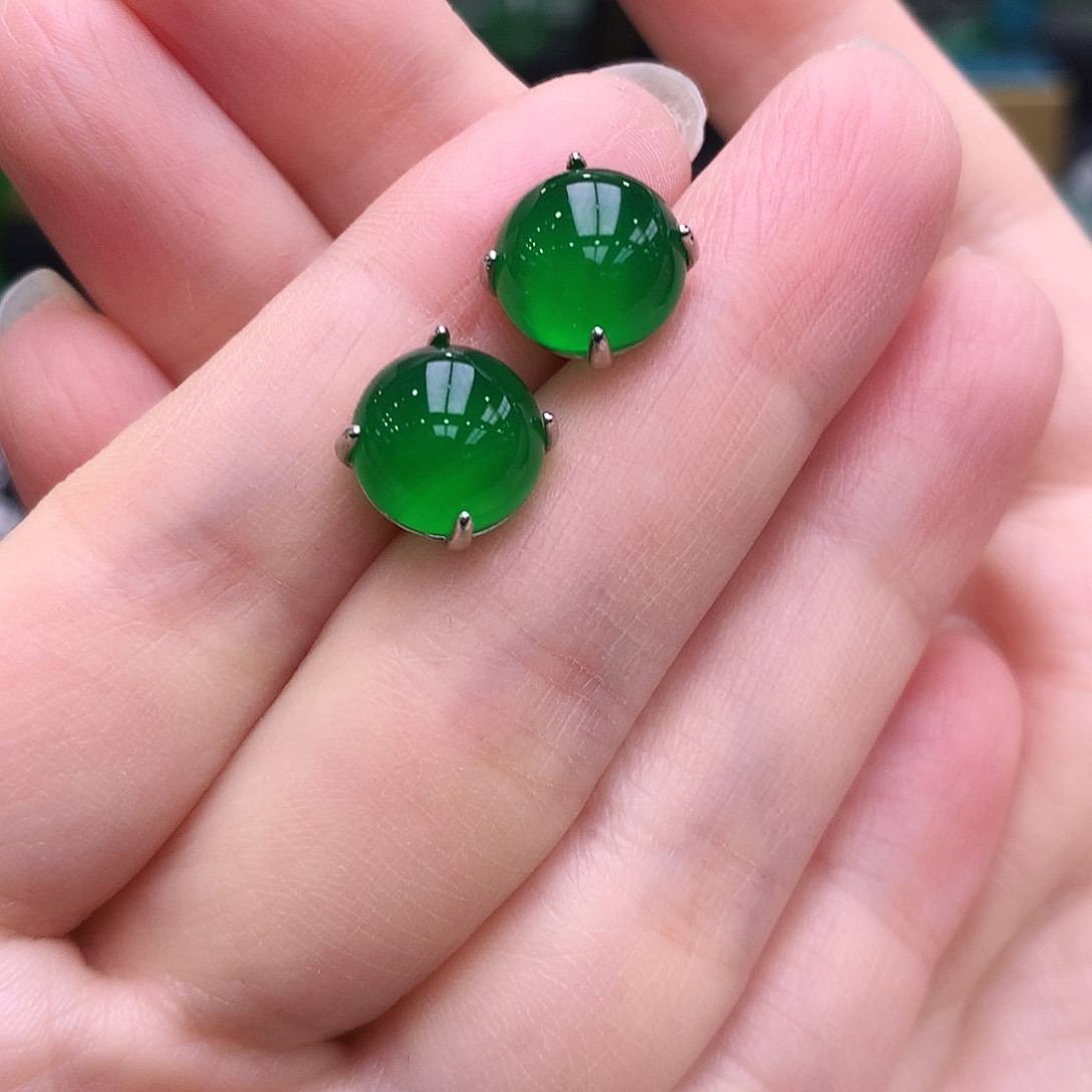 玛瑙/玉髓耳钉未镶嵌