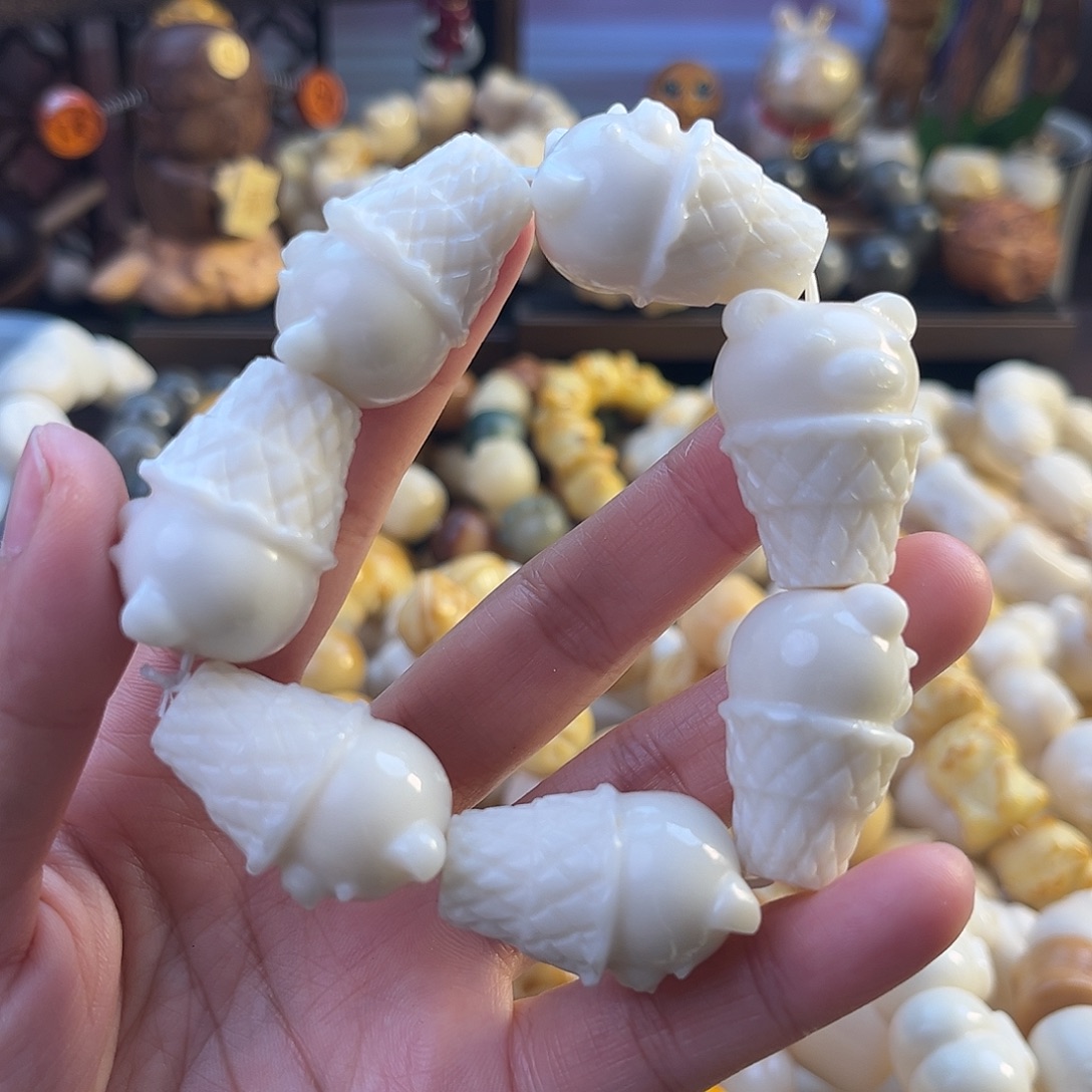 手串菩提根/象牙果-冰淇淋小熊6.8/颗-可以点菜上单颗-3颗飞