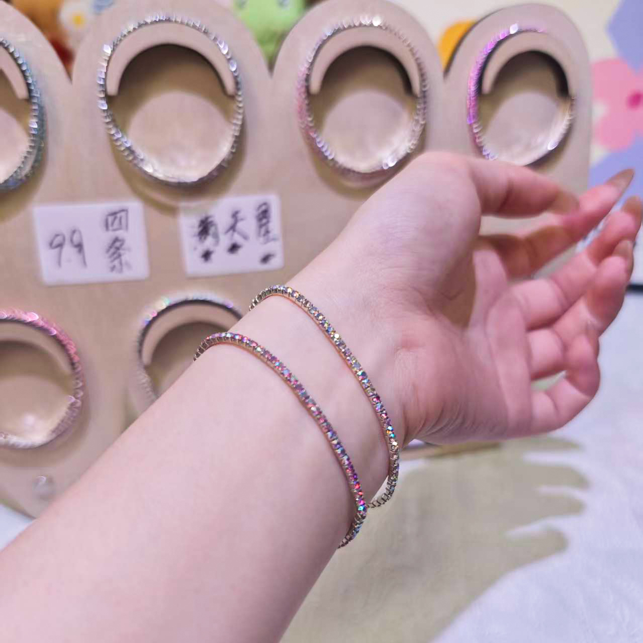 铜合金锆石手链 满天星铜合金手链    简约弹力轻奢手链素款