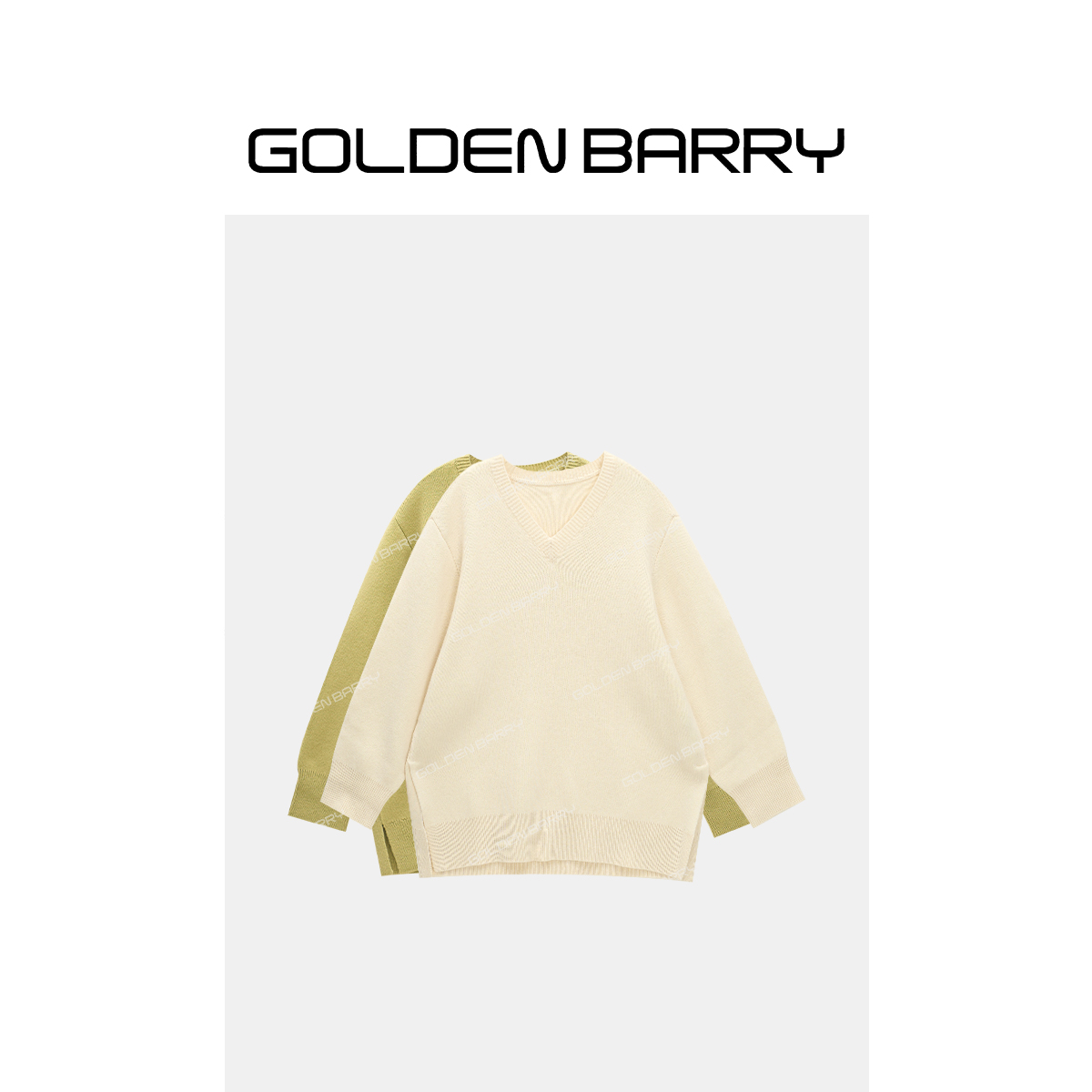 GOLDENBARRY|241239时尚V领慵懒风底边开衩毛衣