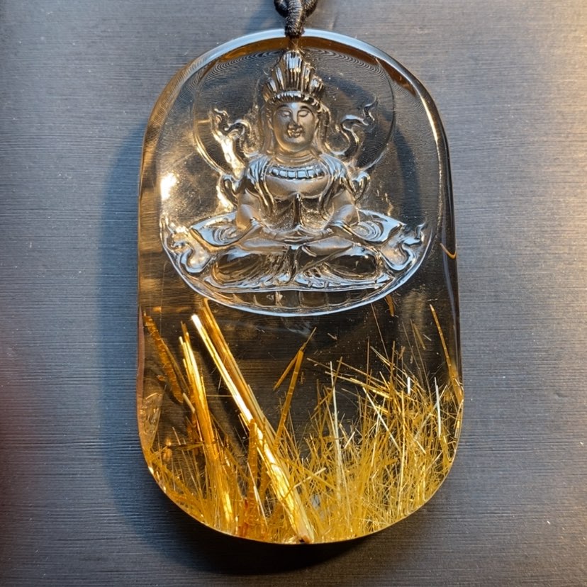 【闪购商品】水晶颈饰未镶嵌天然钛晶观音吊坠