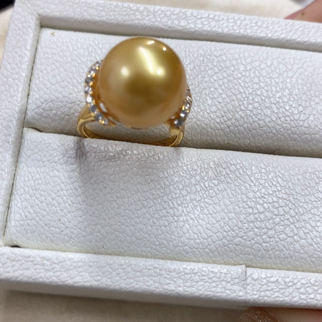 海水珍珠戒圈银S925镶嵌