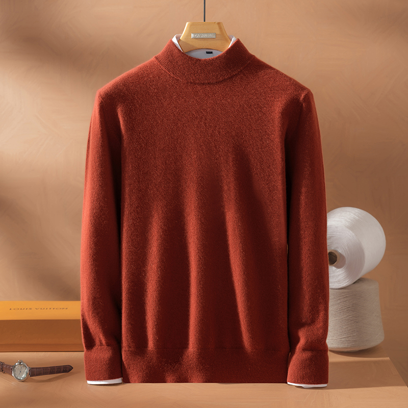 【甄选小山羊绒】14针加密14.5μm半高领羊绒打底衫男-325G