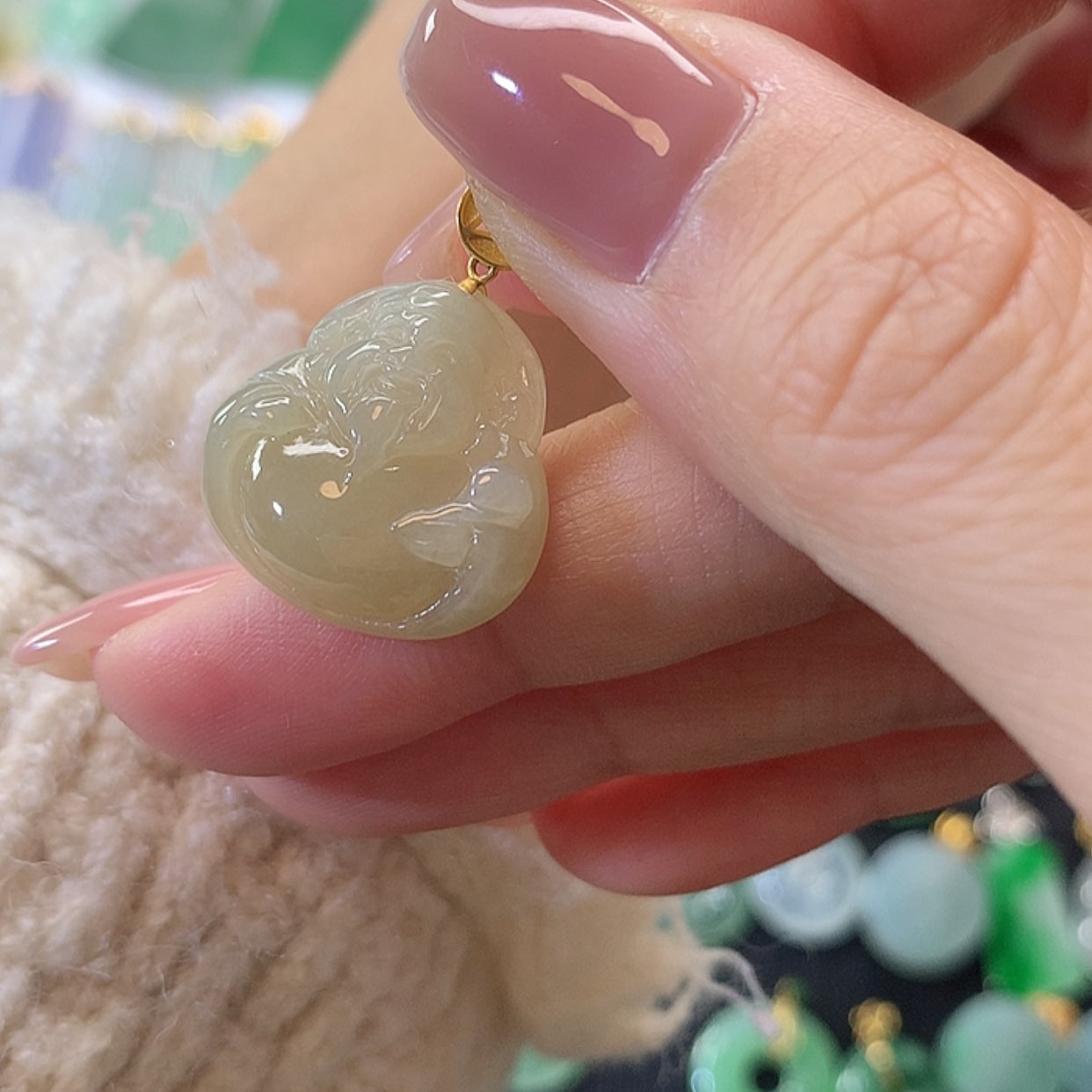 【闪购商品】翡翠吊坠(赠链)18K金镶嵌