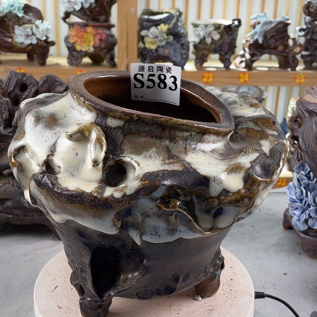 紫砂花盆景德镇陶瓷花盆583