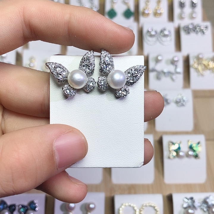 淡水珍珠耳饰银S925镶嵌