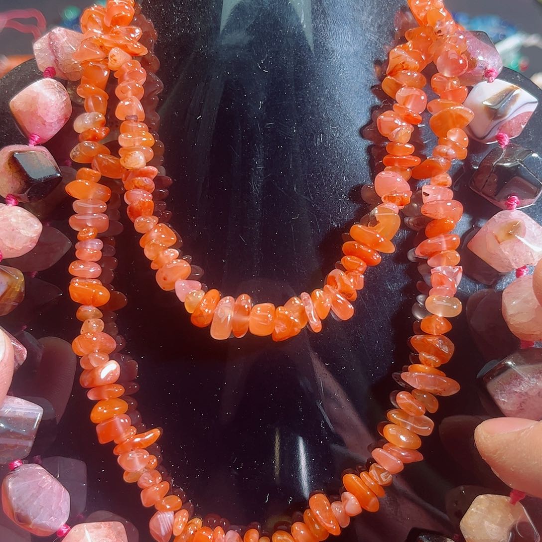 玛瑙/玉髓未镶嵌珠宝半成品南红碎碎一条4圈85cm