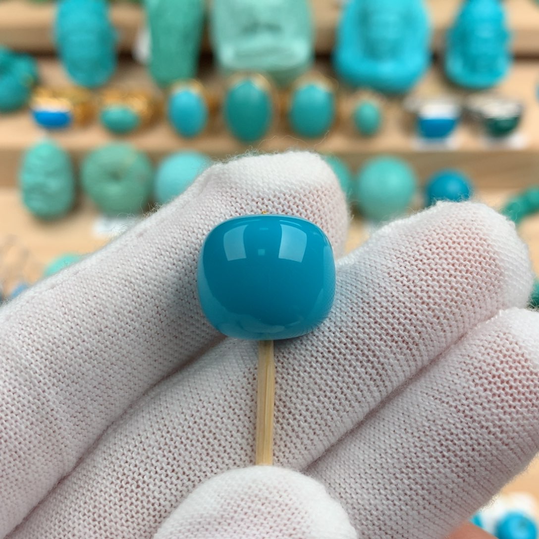 未镶嵌绿松石珠宝奇石14.8-13.3mm