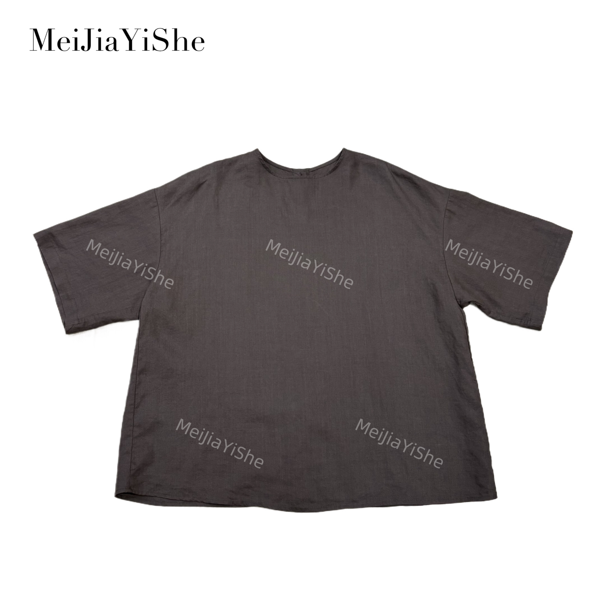 梅家2025新款极简设计后单排扣休闲短袖上衣