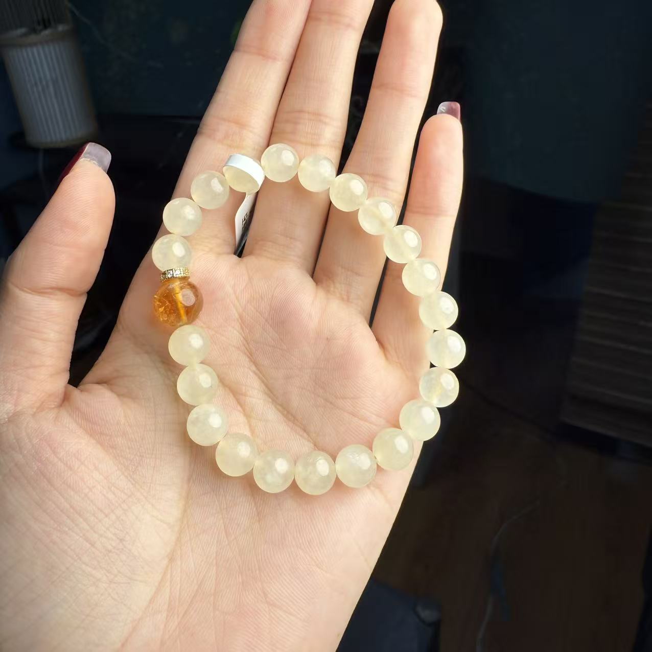 【德巧家】和田玉蜂蜜水单圈手串精致款