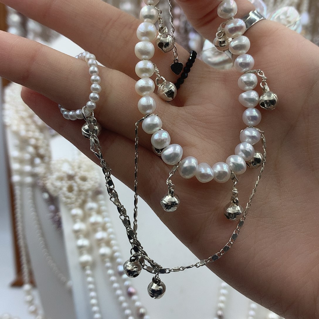 项链耳饰淡水珍珠银S925镶嵌