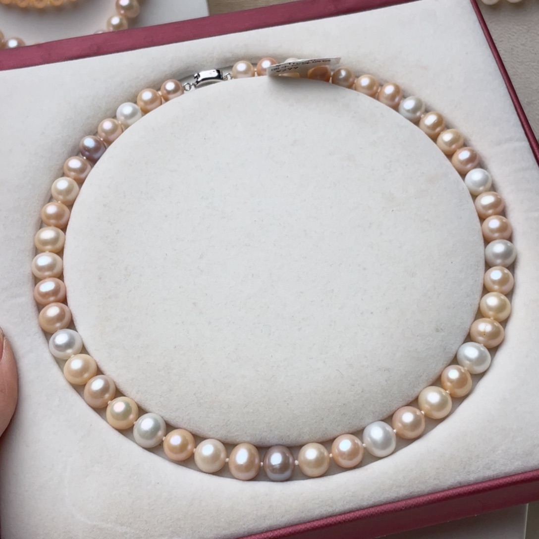 颈饰银S925镶嵌淡水珍珠9-10