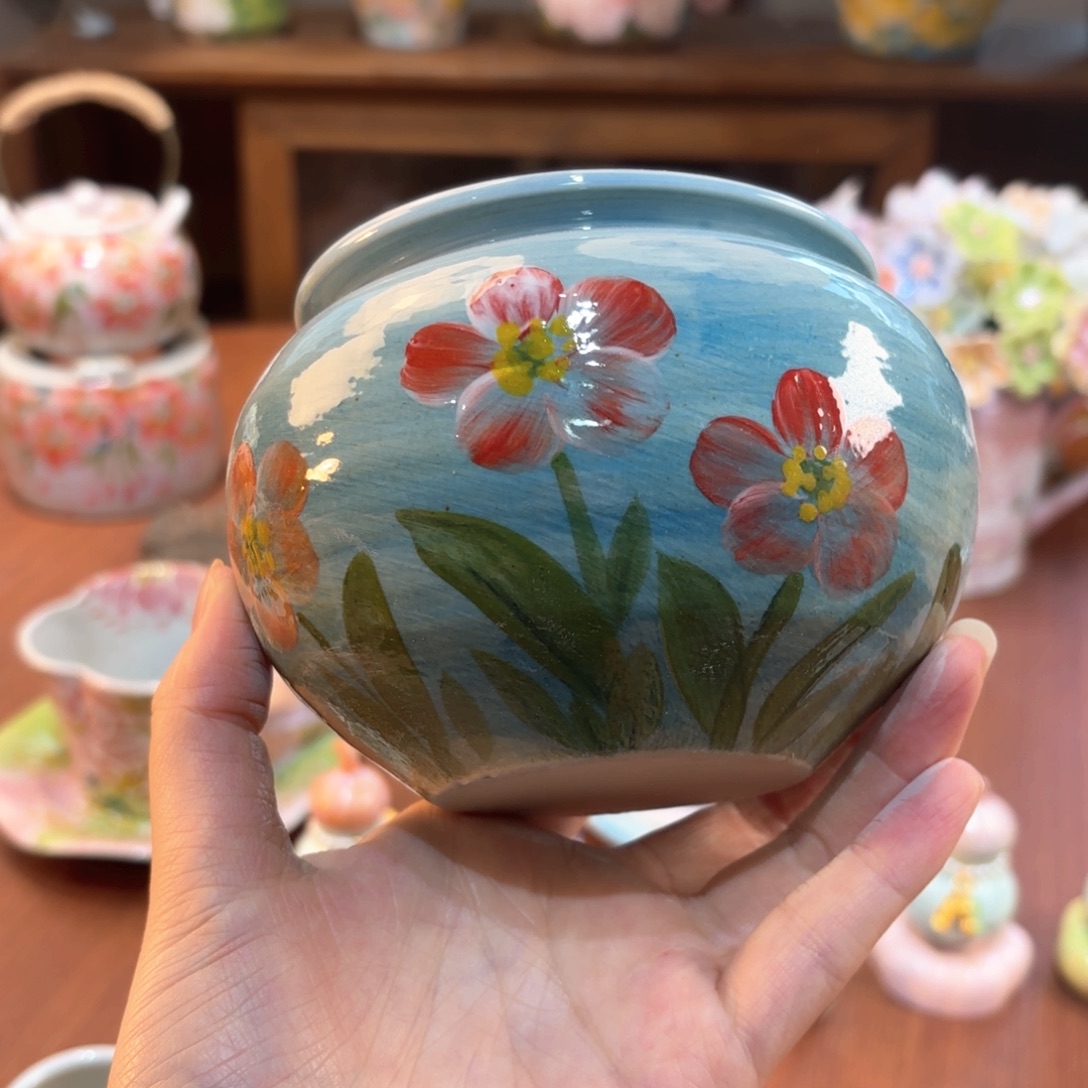 景德镇手绘高温釉下彩陶瓷茶具