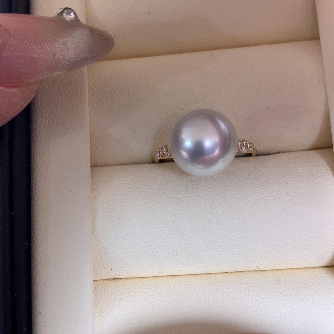 海水珍珠戒指18K金镶嵌