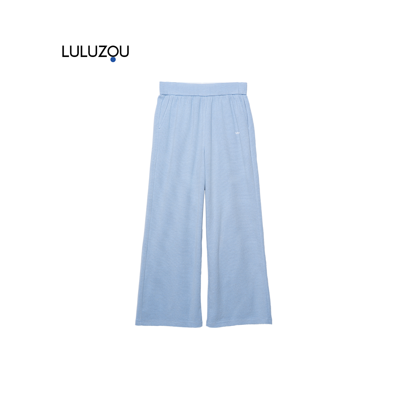 luluzou 松紧腰假口袋条纹长裤女款12352