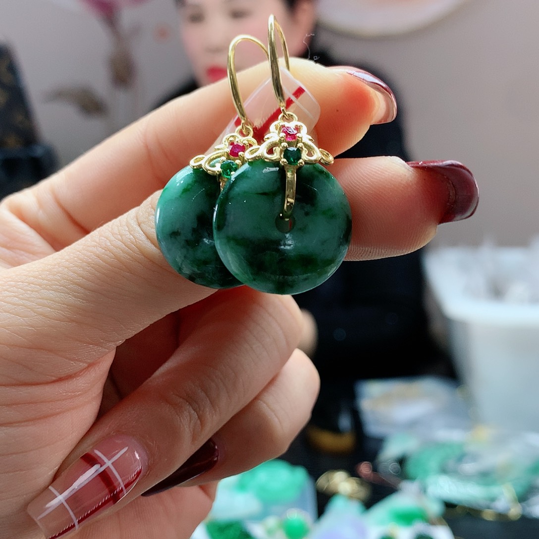 【闪购商品】翡翠耳饰银S925镶嵌，