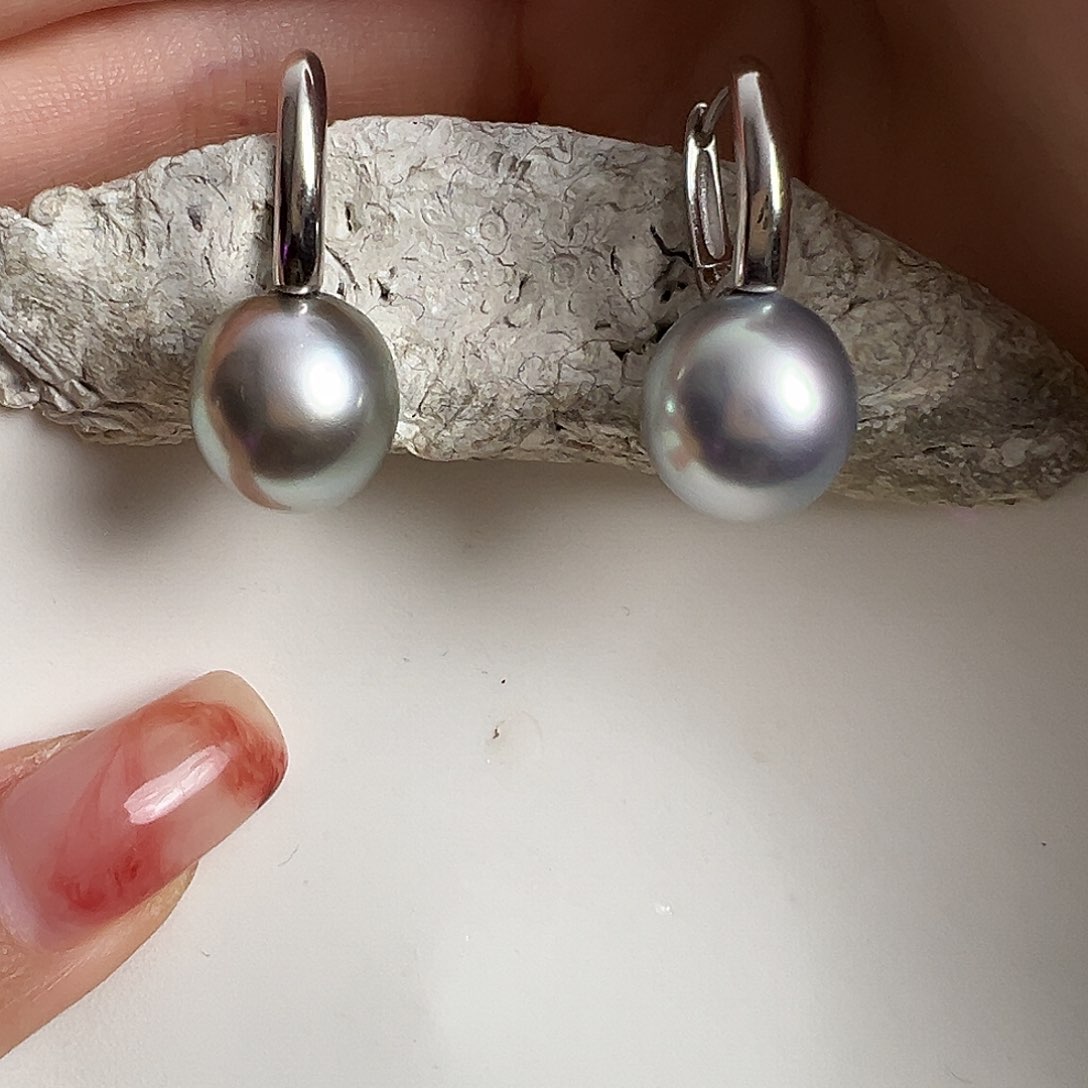 海水珍珠耳饰银S925镶嵌