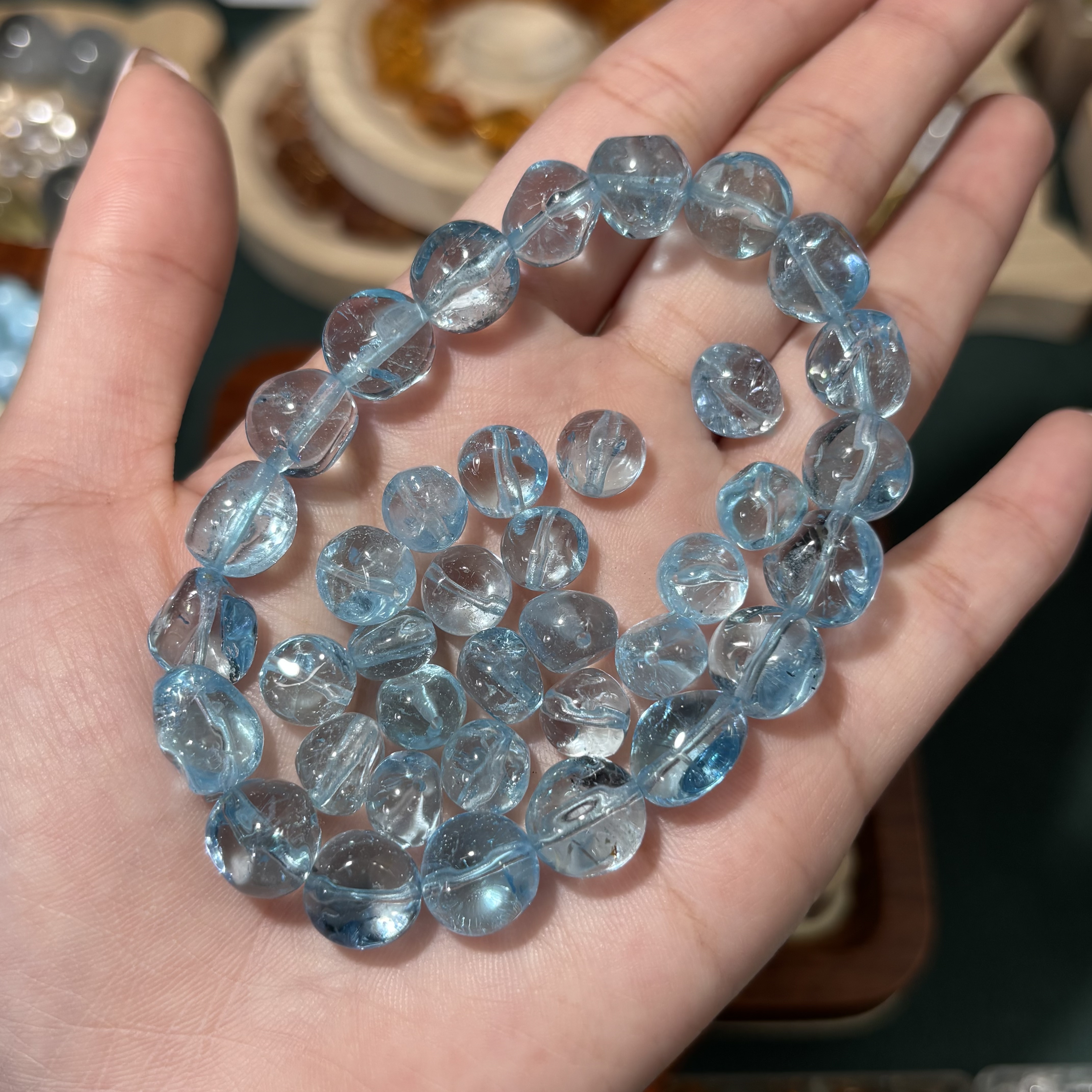 天然托帕石随形糖豆单颗默认微瑕