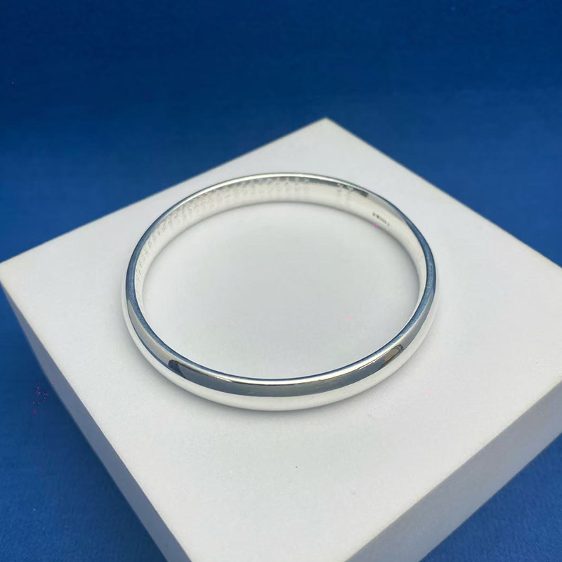 足银手镯 3号链接 足银女闭口传承闭口磨砂素圈手环送女友送长辈