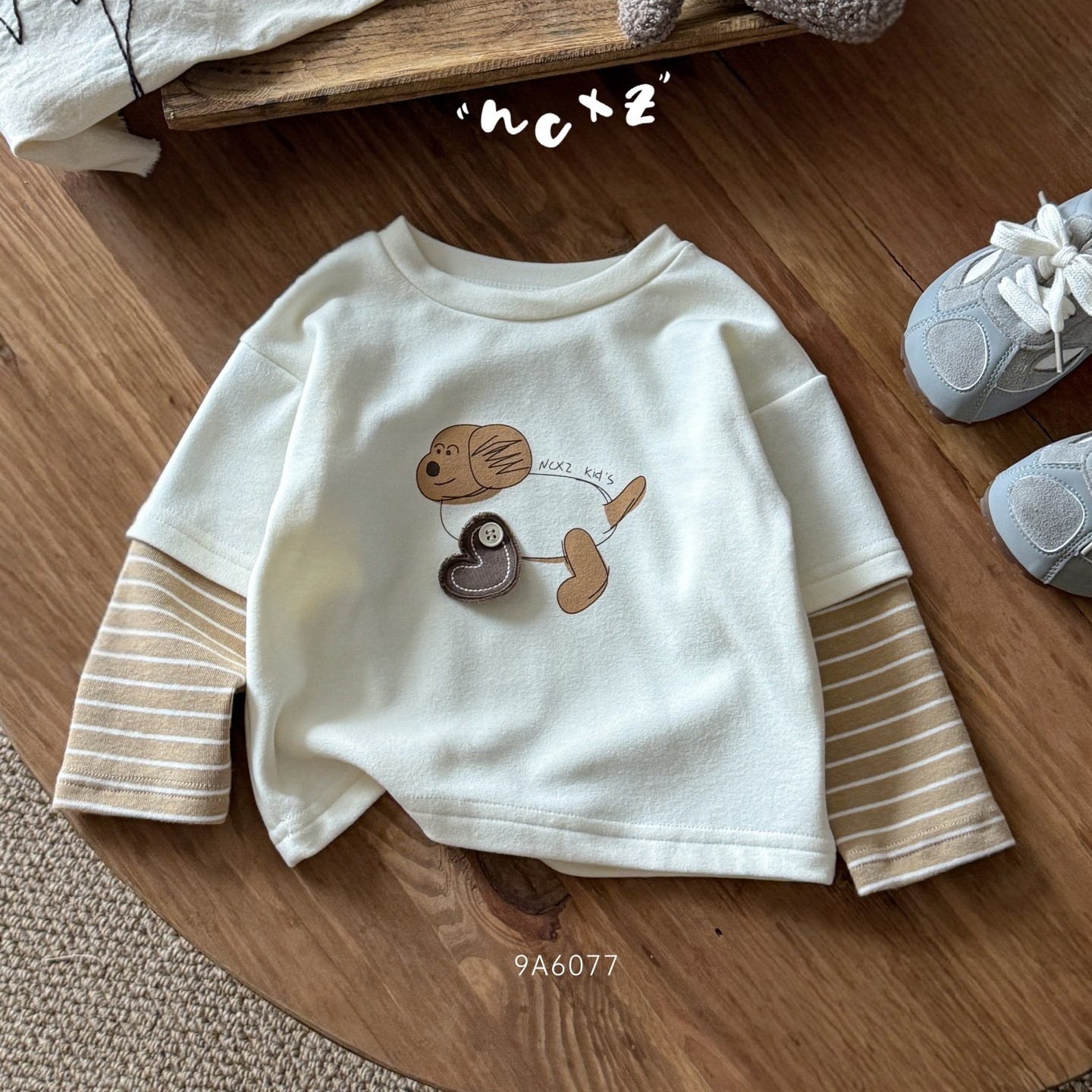 奶茶6077咖袖长袖T恤