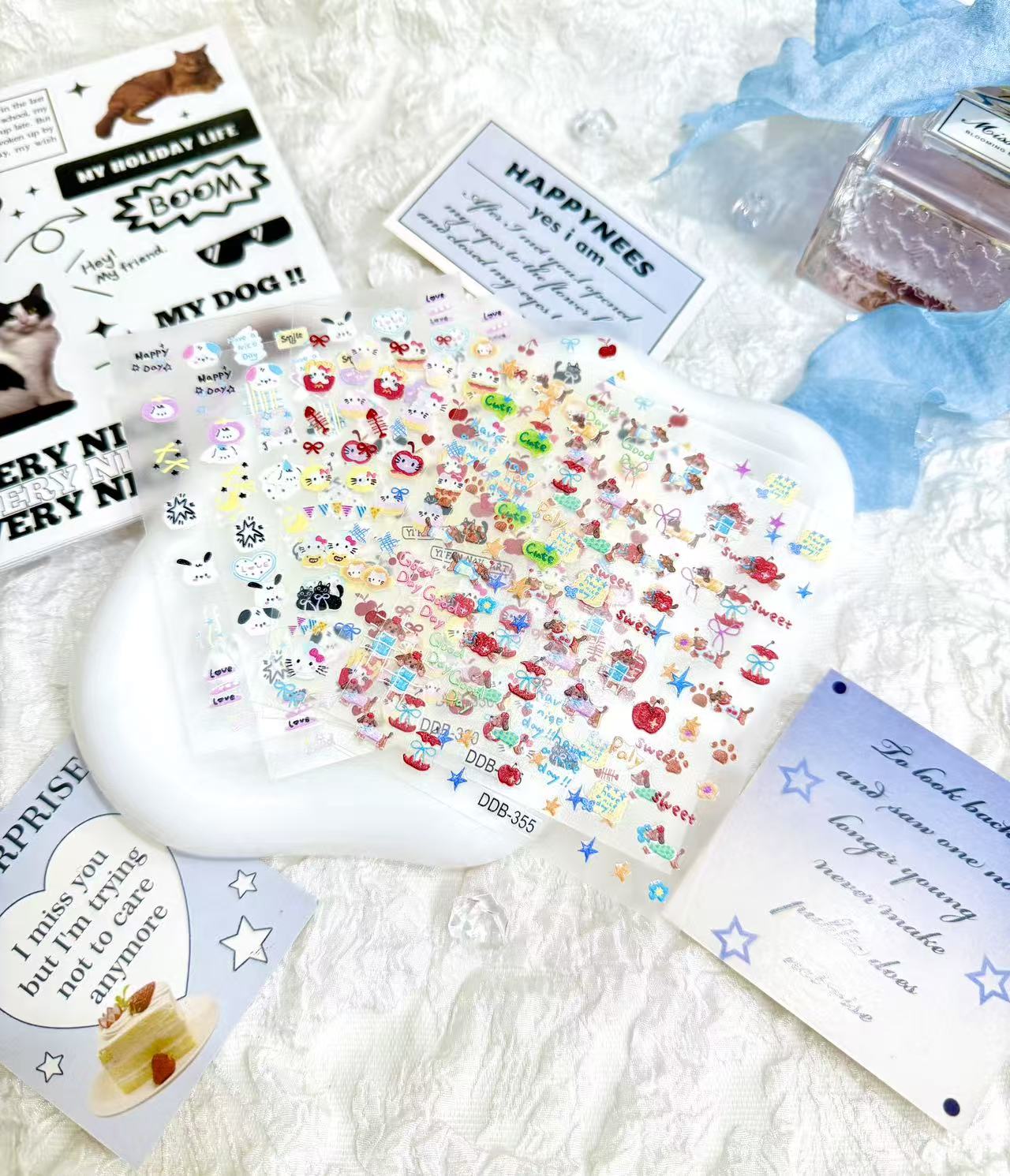 DDB爆款ins风多巴胺马卡龙系列腊肠狗帕恰狗kt猫DIY美甲贴纸