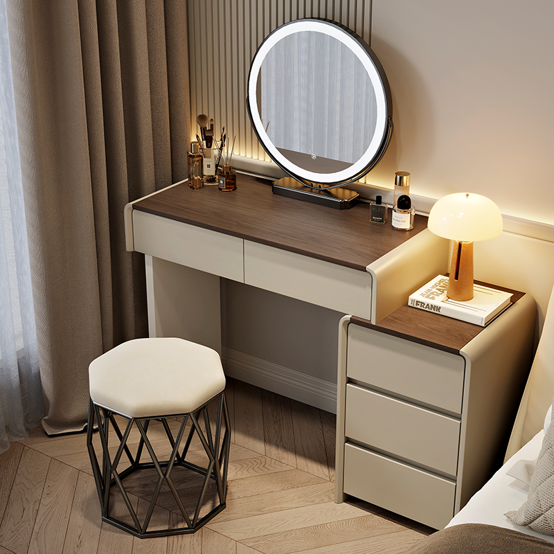 小户型梳妆台卧室主卧现代简约2025新款奶油风主卧斗柜一体化妆桌