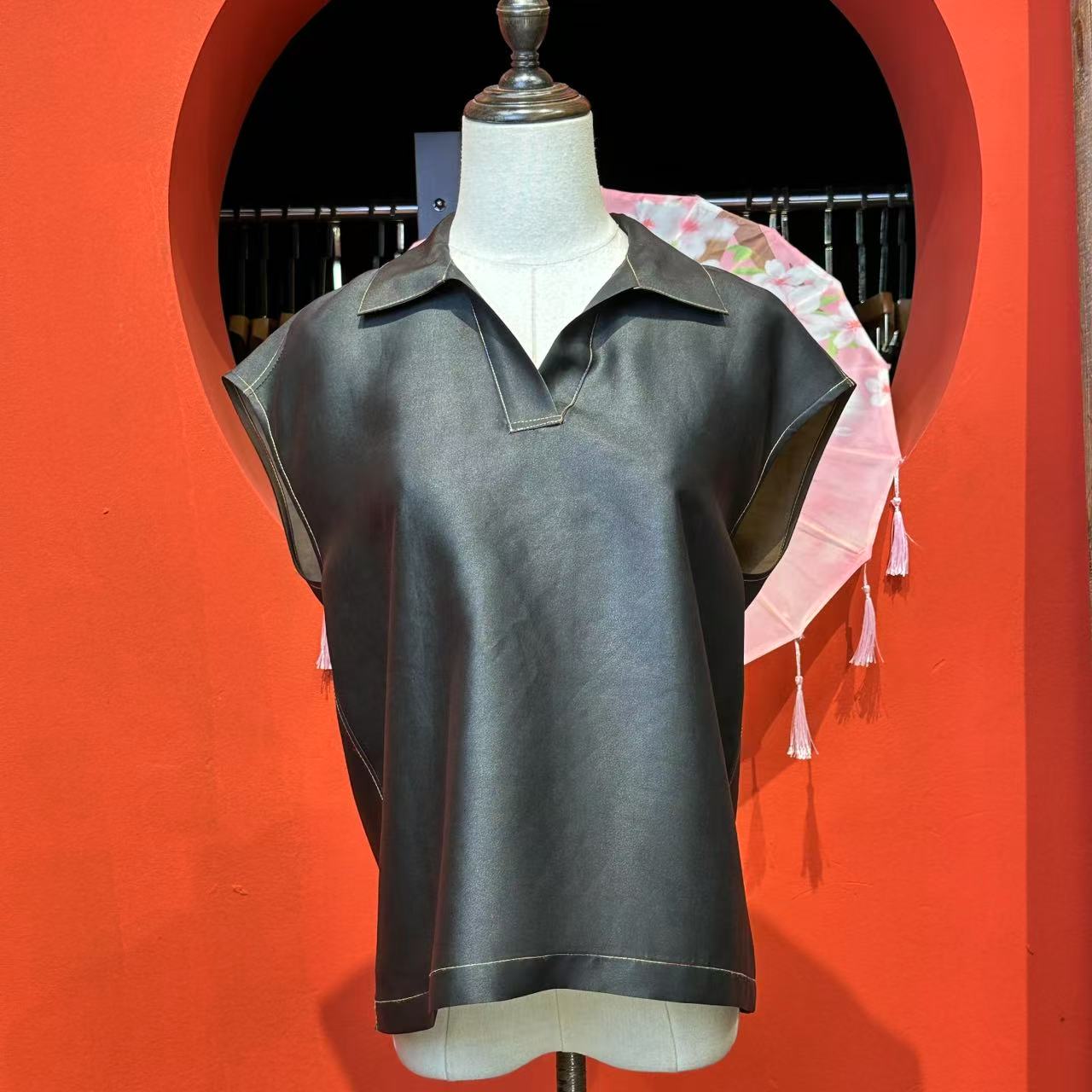 艾可原创 七彩上衣 素平缎平板香云纱 长60起