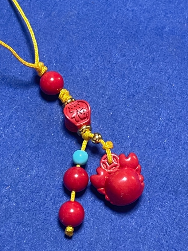 含辰砂工艺品天然辰砂高含量保真八方来财手机链