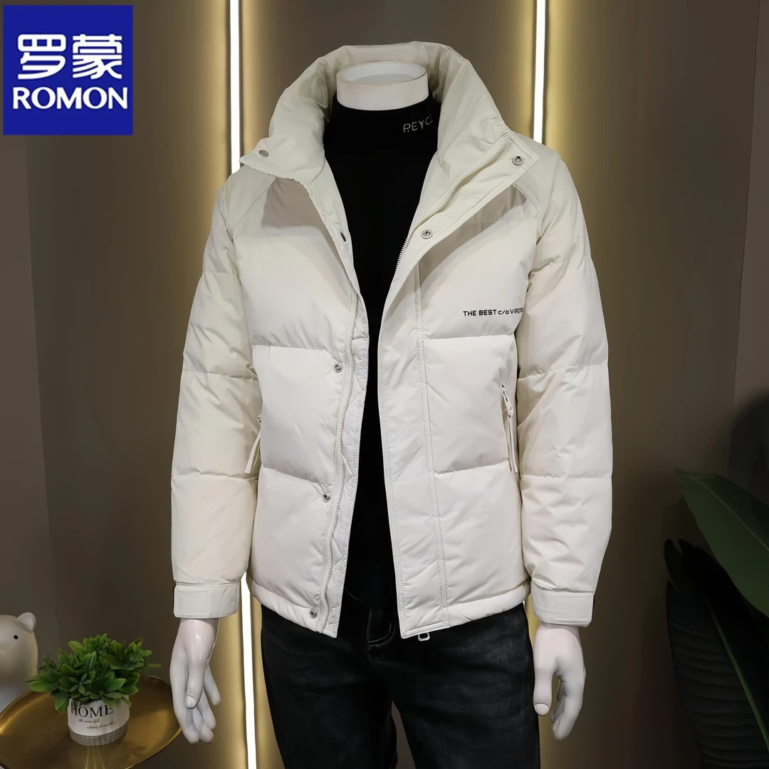 Romon/罗蒙轻薄羽绒服男士外套新款休闲秋冬季夹克翻领加厚保暖潮